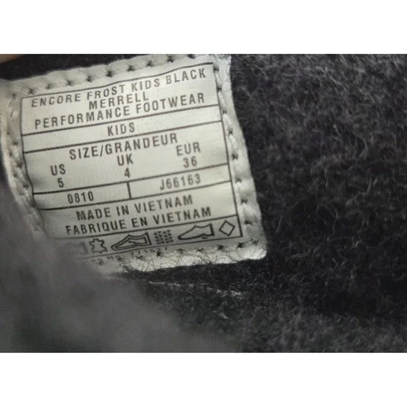 Merrell Kids Unisex Encore Frost Sz 5 Black Suede Performance Shoe - Picture 8 of 9